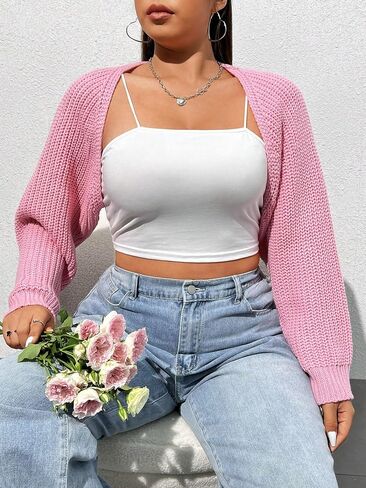 سترات نسائية من MakeMeChic بمقاس كبير وأكمام طويلة ومفتوحة من الأمام وسترات صوفية قصيرة محبوكة in Saudi Arabia