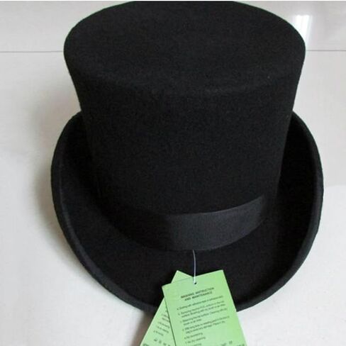 Elong Men's 100% Wool Felt Magic Top Satin Lined 5in Tall Fedora,Recommended Gifts Hat, Black, Medium in Saudi Arabia