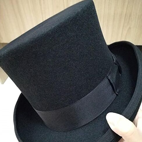 Elong Men's 100% Wool Felt Magic Top Satin Lined 5in Tall Fedora,Recommended Gifts Hat, Black, Medium in Saudi Arabia