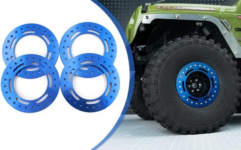4PCS Aluminum Alloy 2.9" Beadlock Wheel Rim Replacement Rings for SCX6(AXI05000) RC Crawler Car Upgrade Metal Wheel Ring Parts (Blue) in Saudi Arabia