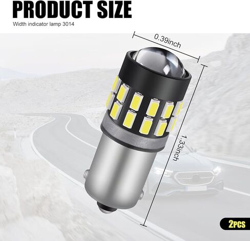 2 قطعة BA9S-3014SMD مصابيح LED، 6000K مصابيح فائقة السطوع، 0.39 بوصة × 1.33 بوصة × 0.35 بوصة مع ملحقات السيارة بعدسة، عالمية للسيارات أثناء النهار وأضواء القراءة وأضواء الانعطاف الجانبية (أبيض) in Kuwait