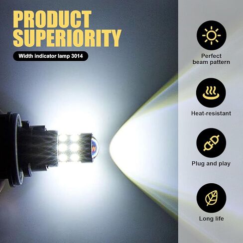 2 قطعة BA9S-3014SMD مصابيح LED، 6000K مصابيح فائقة السطوع، 0.39 بوصة × 1.33 بوصة × 0.35 بوصة مع ملحقات السيارة بعدسة، عالمية للسيارات أثناء النهار وأضواء القراءة وأضواء الانعطاف الجانبية (أبيض) in Kuwait