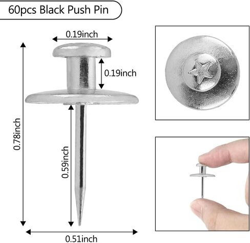 Picture Hanging Kit, Push Pins, Picture Hangers, Double Headed Thumb Tacks for Wall Hooks for Hanging, Nails for Hanging Pictures, Thumb Tacks for Tapestry Poster Drywall thumbtacks, 20 Pack, Black in Saudi Arabia