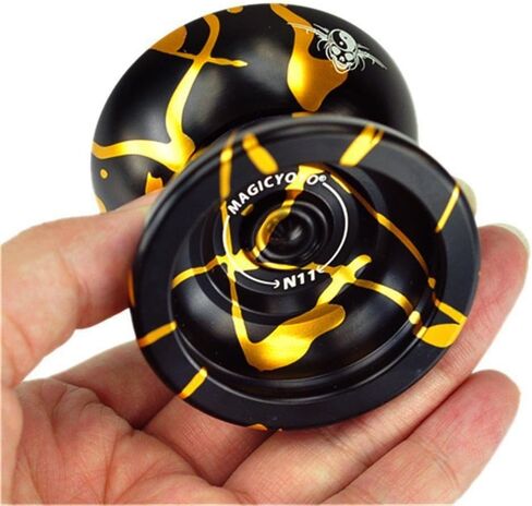 MAGICYOYO N11 كرة يويو احترافية غير مستجيبة من سبائك الألومنيوم يويو N11 (أسود مع ذهبي) مع حقيبة وقفاز و12 خيط يويو ومجموعة محمل سريعة الاستجابة in Kuwait