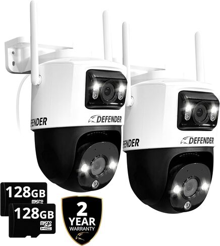 AI Powered Guard Pro 3K Plus Dual Lens PTZ WiFi 6, Plug & Play Security Camera, Human/Vehicle Detection, AI Auto-Tracking, Bluetooth, Color Night Vision, Includes 64GB SD Card & 2 Year Warranty in Saudi Arabia
