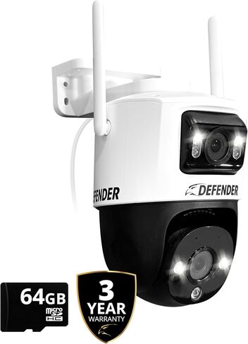 AI Powered Guard Pro 3K Plus Dual Lens PTZ WiFi 6, Plug & Play Security Camera, Human/Vehicle Detection, AI Auto-Tracking, Bluetooth, Color Night Vision, Includes 64GB SD Card & 2 Year Warranty in Saudi Arabia