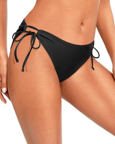 Zmart String Tie Side Bikini Bottoms - Women Full Coverage Swimsuit Bottom Mid Rise Mid Waist Swim Bathing Suit Bottom in Saudi Arabia