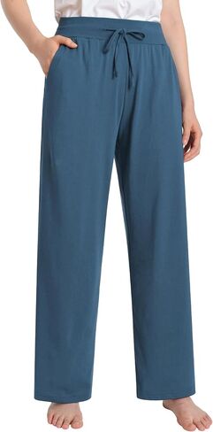 Latuza Women's High Waisted Lounge Pants Petite Length Wide Leg in Kuwait