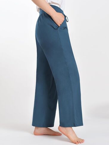 Latuza Women's High Waisted Lounge Pants Petite Length Wide Leg in Kuwait
