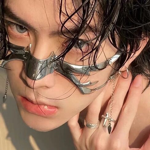 ZMANYIJEW Punk Mechanical Face Chain for Women Halloween Accessories Cyberpunk Shaped Adjustable Sense Face Jewelry for Women Men. in Kuwait