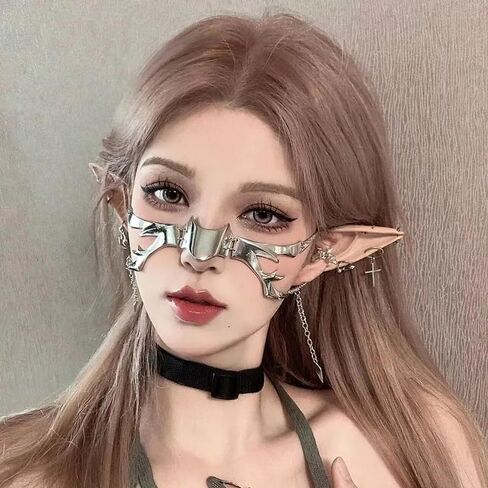 ZMANYIJEW Punk Mechanical Face Chain for Women Halloween Accessories Cyberpunk Shaped Adjustable Sense Face Jewelry for Women Men. in Kuwait