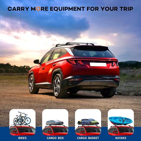 Roof Rack Cross Bars 220lbs Compatible with Hyundai Kona & Kona Electric 2024 2025,Heavy Duty Aluminum Lockable Roof Rails Crossbars Black Rooftop Cargo Carrier Luggage in Saudi Arabia