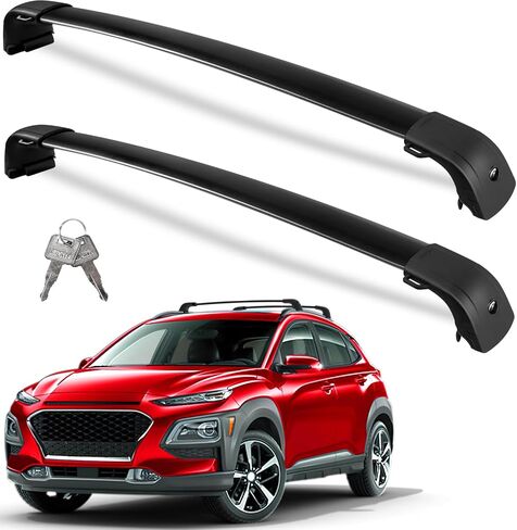 Roof Rack Cross Bars 220lbs Compatible with Hyundai Kona & Kona Electric 2024 2025,Heavy Duty Aluminum Lockable Roof Rails Crossbars Black Rooftop Cargo Carrier Luggage in Saudi Arabia