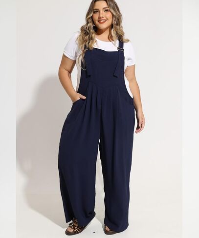 RITERA Plus Size Romper For Curvy Women Sleeveless Jumpsuits Loose Adjustable Strap Long Wide Leg Pant Pocket Casual XL-5XL in Saudi Arabia