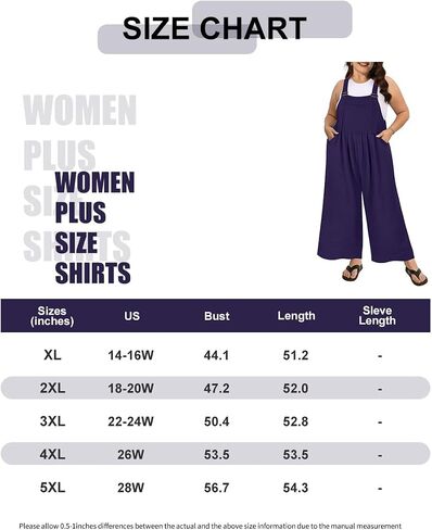 RITERA Plus Size Romper For Curvy Women Sleeveless Jumpsuits Loose Adjustable Strap Long Wide Leg Pant Pocket Casual XL-5XL in Saudi Arabia