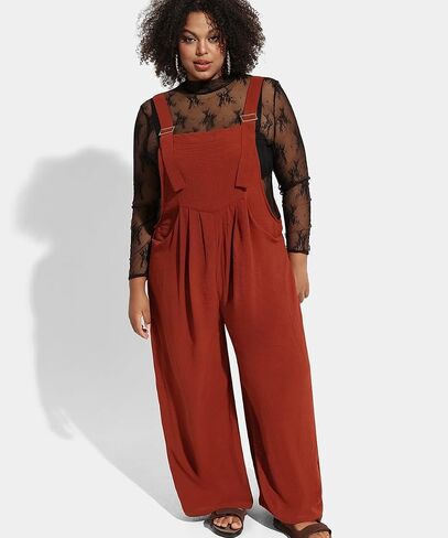 RITERA Plus Size Romper For Curvy Women Sleeveless Jumpsuits Loose Adjustable Strap Long Wide Leg Pant Pocket Casual XL-5XL in Saudi Arabia
