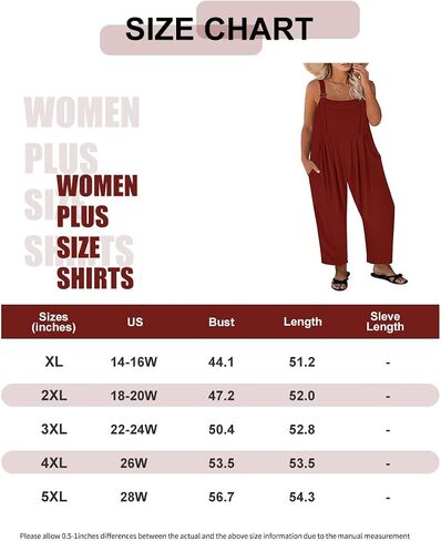 RITERA Plus Size Romper For Curvy Women Sleeveless Jumpsuits Loose Adjustable Strap Long Wide Leg Pant Pocket Casual XL-5XL in Saudi Arabia