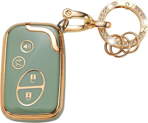 Gematay لغطاء مفتاح Lexus Key Fob مع سلسلة مفاتيح، حامل غطاء غطاء المفتاح متوافق مع Lexus GX460 RX350 ES350 IS250 GX460 LX570 IS350 GS430 GS300 GS450h is-C is-F Smart Key Fob، أخضر in Kuwait