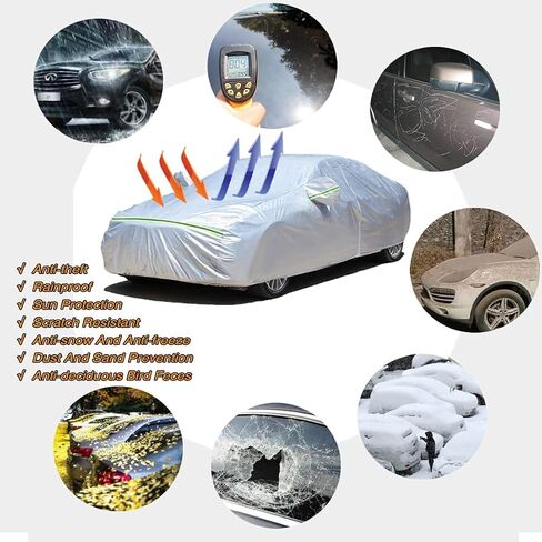 KEYOOG 6-layer Full Car Cover Is All-weather Waterproof, Universal In All Seasons, Snow Prevention, Rainproof, Acid Rainproof, Sunscreen, Ultraviolet-proof, Universally Applicable To Sedan (206"-216") in Saudi Arabia