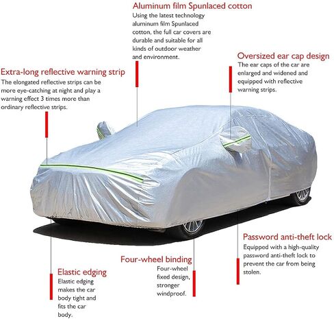 KEYOOG 6-layer Full Car Cover Is All-weather Waterproof, Universal In All Seasons, Snow Prevention, Rainproof, Acid Rainproof, Sunscreen, Ultraviolet-proof, Universally Applicable To Sedan (206"-216") in Saudi Arabia