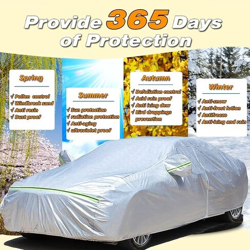 KEYOOG 6-layer Full Car Cover Is All-weather Waterproof, Universal In All Seasons, Snow Prevention, Rainproof, Acid Rainproof, Sunscreen, Ultraviolet-proof, Universally Applicable To Sedan (206"-216") in Saudi Arabia