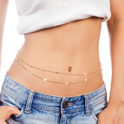 Gold Waist Chain, Layered Gold Chain Belt, Adjustable Waist Beads for Women Sexy Bikini Belly Chain, Boho Body Chain jewelry for Women in Saudi Arabia