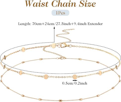 Gold Waist Chain, Layered Gold Chain Belt, Adjustable Waist Beads for Women Sexy Bikini Belly Chain, Boho Body Chain jewelry for Women in Saudi Arabia