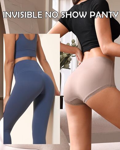 ASIMOON سراويل داخلية عالية الخصر بعد الولادة للنساء من الدانتيل بدون عرض لباس داخلي بدون علامة تغطية كاملة للسيدات 4 عبوات in Kuwait