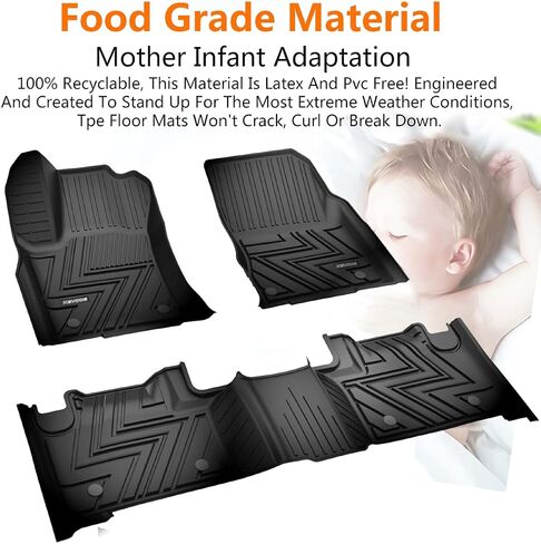 KEYOOG Compatible for 2018-2021 Volvo XC60 (Only T5 / T6 Models and Not Hybrid), Car Floor Mats Black TPE Special All-Weather Automotive Mat Interior Accessories Includes 1st and 2nd Row in Kuwait