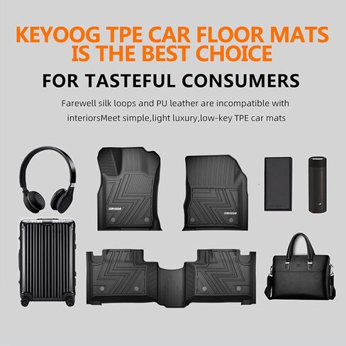 KEYOOG Compatible for 2018-2021 Volvo XC60 (Only T5 / T6 Models and Not Hybrid), Car Floor Mats Black TPE Special All-Weather Automotive Mat Interior Accessories Includes 1st and 2nd Row in Kuwait