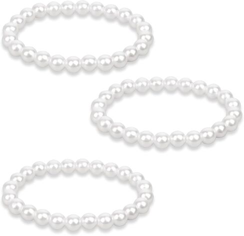 Elastic Pearl Bracelet Faux Pearl Bracelets for Women Vintage Pearl Beaded Bracelets Wedding Accessories Bridesmaid Bracelet Bridal Party Prom Beaded Bracelet (3 Pcs) in Saudi Arabia