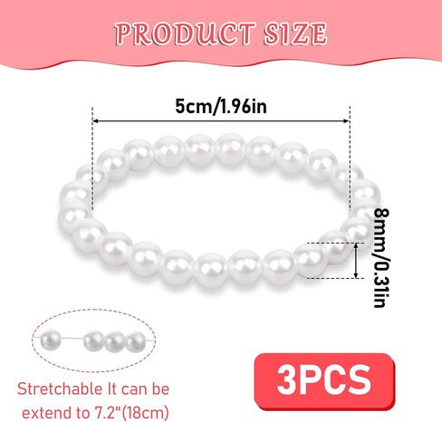 Elastic Pearl Bracelet Faux Pearl Bracelets for Women Vintage Pearl Beaded Bracelets Wedding Accessories Bridesmaid Bracelet Bridal Party Prom Beaded Bracelet (3 Pcs) in Saudi Arabia