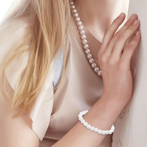 Elastic Pearl Bracelet Faux Pearl Bracelets for Women Vintage Pearl Beaded Bracelets Wedding Accessories Bridesmaid Bracelet Bridal Party Prom Beaded Bracelet (3 Pcs) in Saudi Arabia