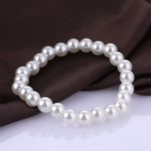 Elastic Pearl Bracelet Faux Pearl Bracelets for Women Vintage Pearl Beaded Bracelets Wedding Accessories Bridesmaid Bracelet Bridal Party Prom Beaded Bracelet (3 Pcs) in Saudi Arabia