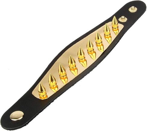 Mens Womens Punk Rock Spike Rivet Studded Wide Pu Leather Cuff Bracelet in Kuwait