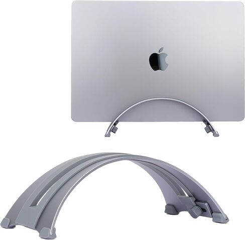 Adjustable Vertical Laptop Stand - 6061 Aluminum, CNC Precision, Anodized Finish, Fits All Laptops Including 17-inch, Ventilated Design, Anti-Slip Silicone Pads, ARC Shaped Stands in Kuwait