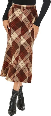 Mokayee Womens Wool Hign Waisted Flannel Bodycon Midi Length Work Pencil Skirts in Saudi Arabia