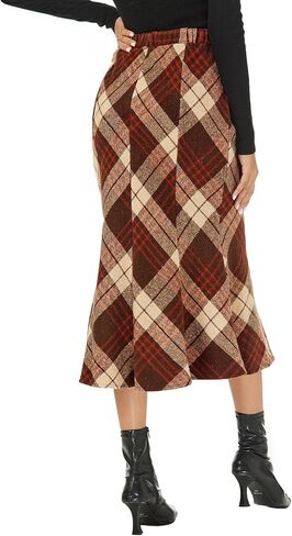 Mokayee Womens Wool Hign Waisted Flannel Bodycon Midi Length Work Pencil Skirts in Saudi Arabia