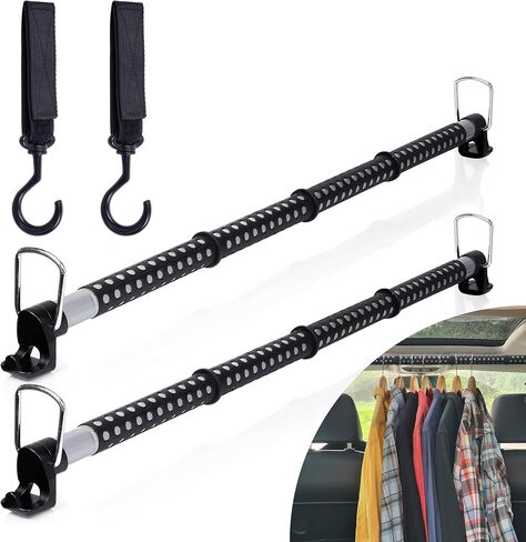Car Clothes Hanger Bar, Premium Quality Expandable Black Bar for Travel - Extendable to 62inch - (160cm), Durable and Stylish, Suitable for Most Cars, Trucks, SUVs, Vans - 1 Pack in Saudi Arabia