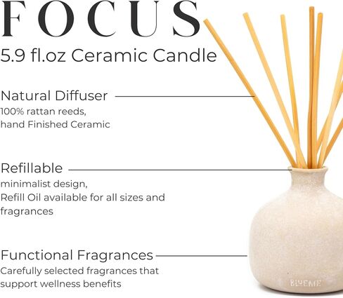 BLUEME Renew-Ivy & Rose, 5.92 Fl Oz Wellness Diffuser, Contains Essential Oil, Sustainable, Hand Finished, Premium, Luxury Ceramic, Natural Rattan Reeds in Saudi Arabia