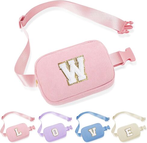 YOOLIFE Gifts for Girl Teen Girls Birthday Gifts - Personalized Gifts for Women, Gifts for Daughter Sister Friends Girlfriend, Pink Initial Crossbody Bag Fanny Pack Belt Bag Gifts Teens Girls (Pink A) in Kuwait