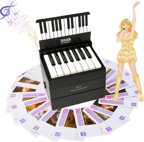 Piano Calendar 2025 Desk Calendar, Mini Piano Calendar, With 52 Weeks of Music Sheets, Playable Mini Piano Calendar 27 Cards Gifts (Black) in Saudi Arabia