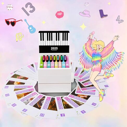 Piano Calendar 2025 Desk Calendar, Mini Piano Calendar, With 52 Weeks of Music Sheets, Playable Mini Piano Calendar 27 Cards Gifts (Black) in Saudi Arabia