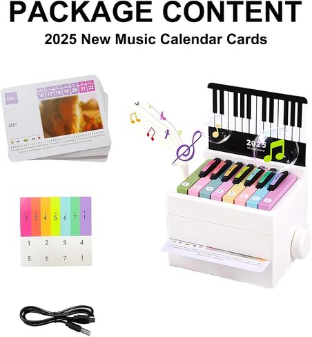 Piano Calendar 2025 Desk Calendar, Mini Piano Calendar, With 52 Weeks of Music Sheets, Playable Mini Piano Calendar 27 Cards Gifts (Black) in Saudi Arabia