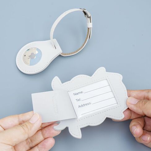 لحامل بطاقات الأمتعة اللطيف من Airtag، حقيبة تتبع حقيبة السفر الجلدية مع ملصق معرف الاسم (البقرة) in Saudi Arabia