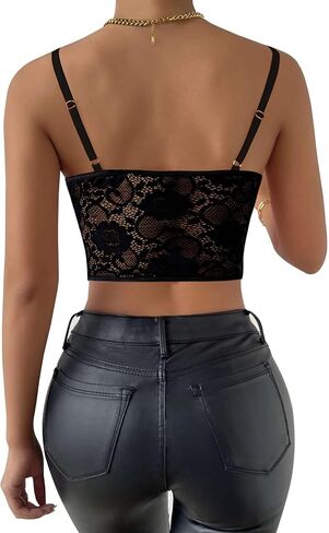 Lilosy Sexy Underwire Lingerie Crop Cami Tank Floral Lace Top in Saudi Arabia