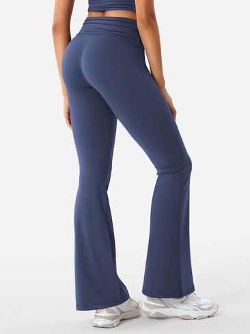 YEOREO Romola Women Flare Leggings with Tummy Control Yoga Pants High Waist Fold Over Bootcut Wide Legs Workout Leggings in Saudi Arabia