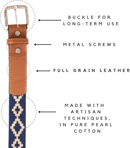 Interchangeable Handmade Woven Polo Belt - Guarda Pampas Design, Crafted from Full Grain Leather in Kuwait