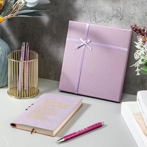 Thenshop 5 Pcs Journal with Pen Set Difference Maker Gift Inspirational Leather Journal with 3 Ballpoint Pens and Box Thank You Gift for Employee Teacher Nurse Coworker Christmas Thanksgiving(Purple) in Saudi Arabia