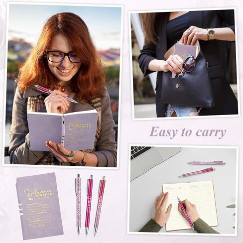 Thenshop 5 Pcs Journal with Pen Set Difference Maker Gift Inspirational Leather Journal with 3 Ballpoint Pens and Box Thank You Gift for Employee Teacher Nurse Coworker Christmas Thanksgiving(Purple) in Saudi Arabia
